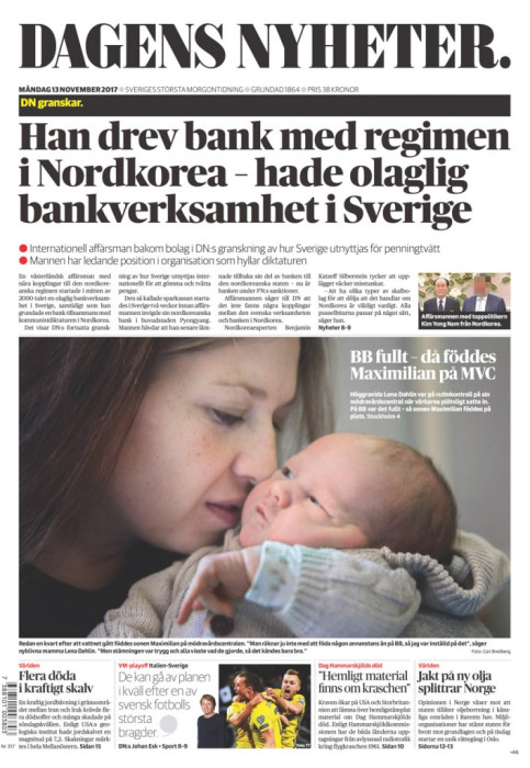 Dagens Nyheter, måndag 13 november 2017