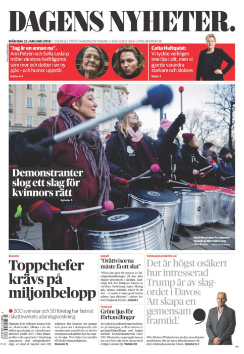 Dagens Nyheter, måndag 22 januari 2018