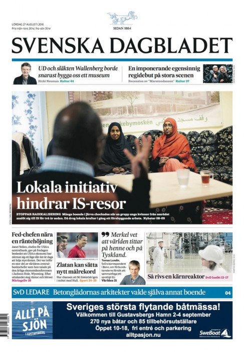 Svenska Dagbladet, lördag 27:e augusti 2016